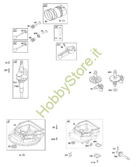 D - Albero a camme, coperchio/coppa carter albero motore, albero motore, biella/anelli/pistone B&S - 10 €¦ 10D902-0136-B1 brand Stihl
